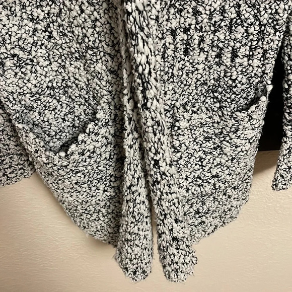 Saltwater Luxe Knit Hooded Sweater XL Cardigan Open Front Black Off White Marled - Picture 7 of 8